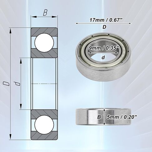 ACROPIX 689ZZ Deep Groove Ball Bearings P5 9x17x5mm Lubricated Bearings Double Metal Seal Silver Tone Scooter Skateboard Wheel - Pack of 4 in Saudi Arabia