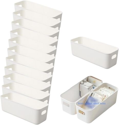Multi-purpose small storage boxes, Storing phone cases, socks, stationery,small items. PP plastic,Organizer and Storage for Sinks,Bathroom, Bedrooms, Vanity tables，Kitchens.10.5x 3.9x 3.5 Inch (3) in Saudi Arabia