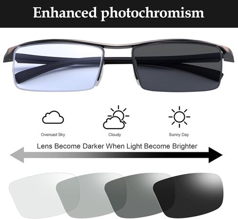 YIMI Photochromic Blue Light Blocking Glasses Men, Semi-Rimless Mens BlueLight Blocking Clear Eye Glasses for women in Saudi Arabia