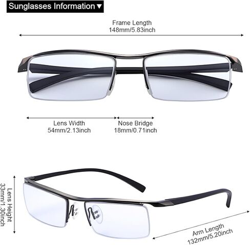 YIMI Photochromic Blue Light Blocking Glasses Men, Semi-Rimless Mens BlueLight Blocking Clear Eye Glasses for women in Saudi Arabia