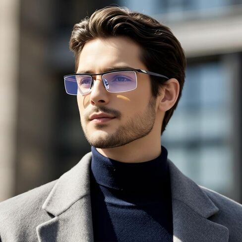 YIMI Photochromic Blue Light Blocking Glasses Men, Semi-Rimless Mens BlueLight Blocking Clear Eye Glasses for women in Saudi Arabia
