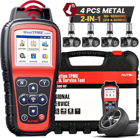 أداة Autel MaxiTPMS TS508WF Kit TPMS Tool، 2025 أداة إعادة تعلم TPMS جديدة مع 4 أجهزة استشعار 315+433 ميجاهرتز، تم تحديث Autel TS408/TS508، ماسح TPMS العلوي لإعادة ضبط/تنشيط/برنامج TPMS، مستشعرات MX للبرنامج in Saudi Arabia