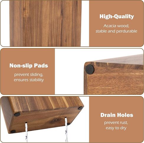 RedCall Acacia Wood Knife Holder Block,Large Universal Knife Block without knives,Wooden Kitchen Knife Block for Countertop,Knife Holder Organizer with Slots for Scissors and Sharpening Rods Storage in Saudi Arabia