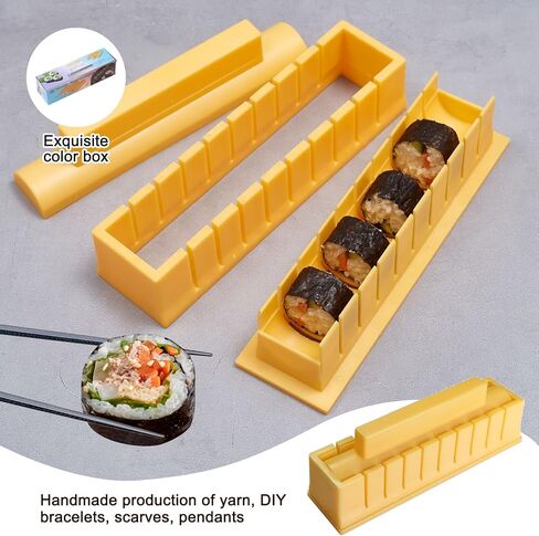 صانع السوشي، مجموعة قوالب السوشي DIY - مجموعة صنع السوشي سهلة، مع عيدان تناول الطعام، تساعد على صنع السوشي على شكل دائري in Kuwait