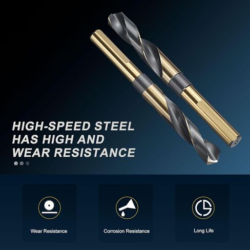 PATIKIL 11/16" Drill Bit, 1/2" Reduced Shank 4341 High Speed Steel Drill Bit for Hard Metal Wood Steel Black and Gold in Saudi Arabia