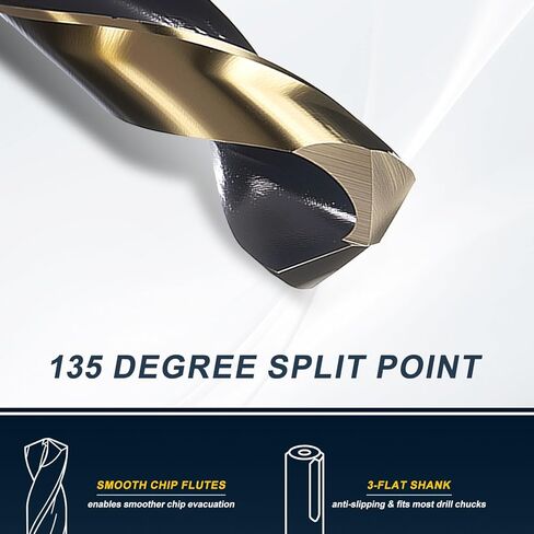 PATIKIL 11/16" Drill Bit, 1/2" Reduced Shank 4341 High Speed Steel Drill Bit for Hard Metal Wood Steel Black and Gold in Saudi Arabia