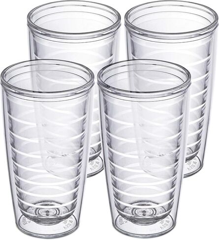 Homestead Choice 16oz أكواب بلاستيكية معزولة تحافظ على المشروبات باردة وساخنة، 4 عبوات من أكواب الشرب المعزولة ذات الجدران المزدوجة، خالية من مادة BPA، قابلة لإعادة الاستخدام، والتخييم، والسفر، والمطبخ، والحفلات in Kuwait