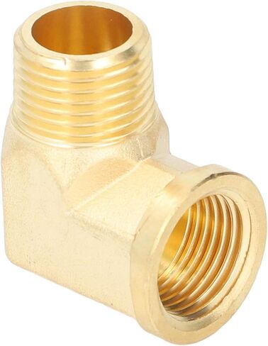 5Pcs 90 Degree Elbow Brass Pipe Fittings, 1/2in NPT Male to Female Plumbing Adapter, Deep Thread Brass Elbow for Fluid Air Gas Oil Fuel Lines with Resistance in Saudi Arabia