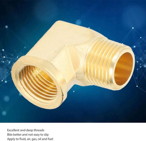5Pcs 90 Degree Elbow Brass Pipe Fittings, 1/2in NPT Male to Female Plumbing Adapter, Deep Thread Brass Elbow for Fluid Air Gas Oil Fuel Lines with Resistance in Saudi Arabia