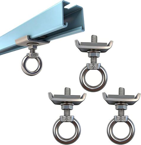 مرفق حلقة دائرية بعرض 1-5/8 بوصة وكل قناة دعامة أحادية بطول 1-5/8 بوصة أو أطول مع مسمار M8 وصواميل عين رفع، مادة سميكة من الفولاذ المقاوم للصدأ 304، تدعم 300 رطل (عبوة من 3 قطع) in Saudi Arabia
