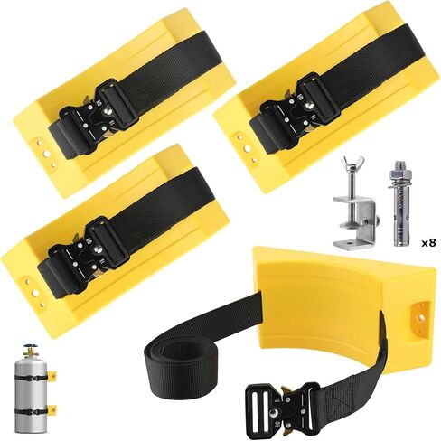 4 Pack Cylinder Wall Mounted Bracket,Heavy Duty Gas Cylinder Holder with Stainless Steel C Clamp,Propane Tank Holder with SUS 304 Screws & 59 Inch Straps in Saudi Arabia