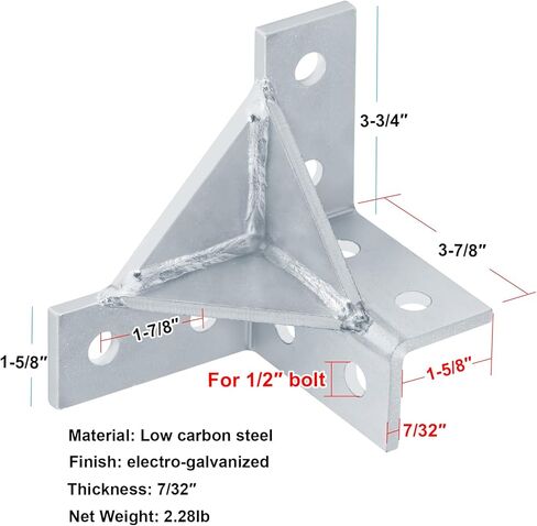 heneng 2 Pcs Wing Shaped Fittings for 1-5/8" Strut Channel, 8 Hole Gusset Double Corner Connector Bracket, 7/32" Thick in Saudi Arabia