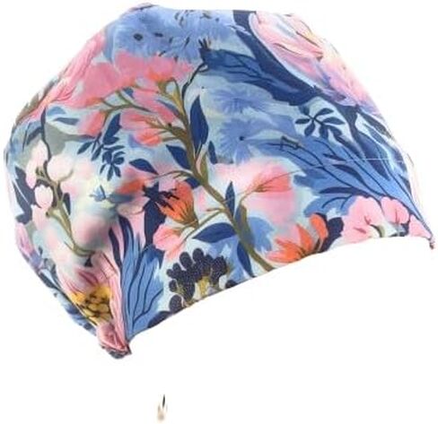 European Style Scrub Cap - No Ribbon – Blooming Garden in Santorini - Scrub Hat for Women & Men tie Back | Working Cap with Holder. Scrub Hats for Women, Nurses Hats | Dr. Hats in Saudi Arabia