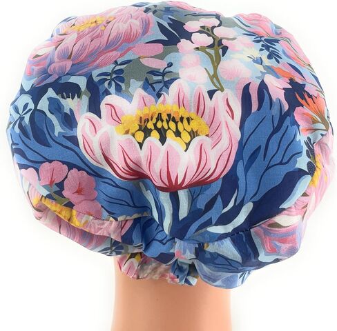 European Style Scrub Cap - No Ribbon – Blooming Garden in Santorini - Scrub Hat for Women & Men tie Back | Working Cap with Holder. Scrub Hats for Women, Nurses Hats | Dr. Hats in Saudi Arabia