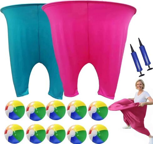 14Pcs Granny Pants Yard Game Set, 2 Oversized Granny Pants with 10 Bouncy Balls & 2 Pumps for Adults & Kids, Outdoor Tossing Game for Family Carnival Easter Party Reunion Field Day Backyard Gatherings in Saudi Arabia