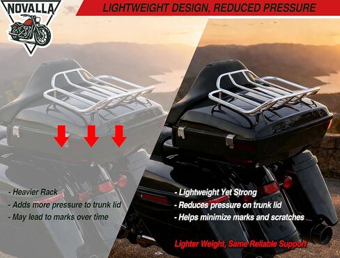 AAA Autos Tour Pack رف الأمتعة العلوي للدراجات النارية رف السكك الحديدية متوافق مع Harley Street Glide Electra Glide Road Glide King Ultra Limited 1984-2024 (كروم) in Saudi Arabia