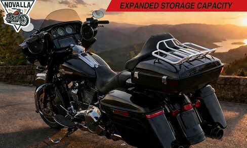 AAA Autos Tour Pack رف الأمتعة العلوي للدراجات النارية رف السكك الحديدية متوافق مع Harley Street Glide Electra Glide Road Glide King Ultra Limited 1984-2024 (كروم) in Saudi Arabia