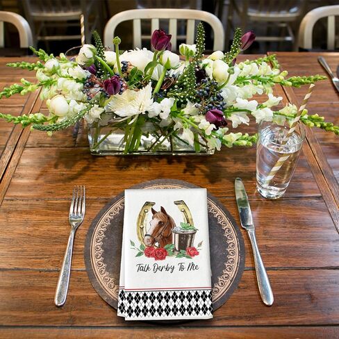 POILKMNI 2 PCS Kitchen Towels, 17.7 x 27.6'' Plaid Horse Racing Rose Tea Dish Towel Dishcloths Kitchen Hand Towels for Rustic Farmhouse Home Dining Room Table Decor in Saudi Arabia
