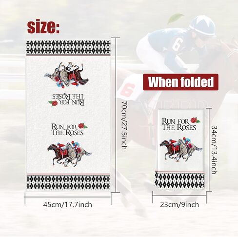 POILKMNI 2 PCS Kitchen Towels, 17.7 x 27.6'' Plaid Horse Racing Rose Tea Dish Towel Dishcloths Kitchen Hand Towels for Rustic Farmhouse Home Dining Room Table Decor in Saudi Arabia