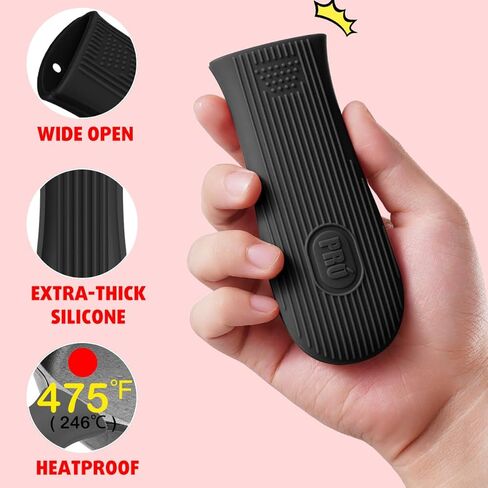 Cbiumpro 2-Pack غطاء مقبض من الحديد الزهر، سيليكون مقاوم للحرارة من الحديد الزهر الساخن مقلاة مقبض يغطي حامل الأكمام in Kuwait