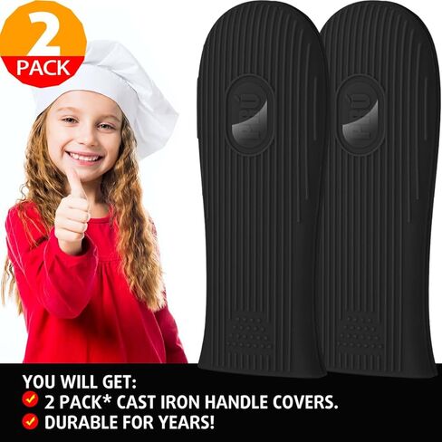 Cbiumpro 2-Pack غطاء مقبض من الحديد الزهر، سيليكون مقاوم للحرارة من الحديد الزهر الساخن مقلاة مقبض يغطي حامل الأكمام in Kuwait