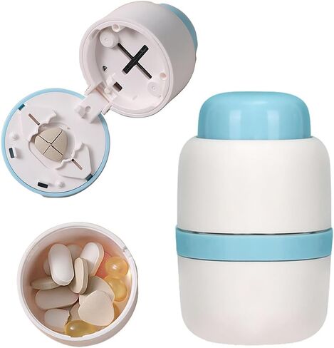 Safety Hidden Blade Pill Cutter and Storage for Splitting Small and Large Tablet Into Half or Quarter (2 in 1) in Saudi Arabia