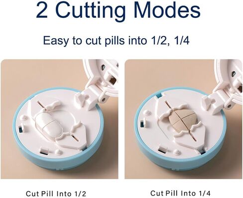 Safety Hidden Blade Pill Cutter and Storage for Splitting Small and Large Tablet Into Half or Quarter (2 in 1) in Saudi Arabia