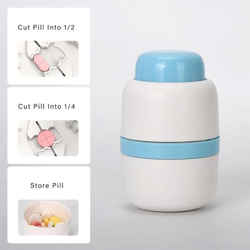 Safety Hidden Blade Pill Cutter and Storage for Splitting Small and Large Tablet Into Half or Quarter (2 in 1) in Saudi Arabia