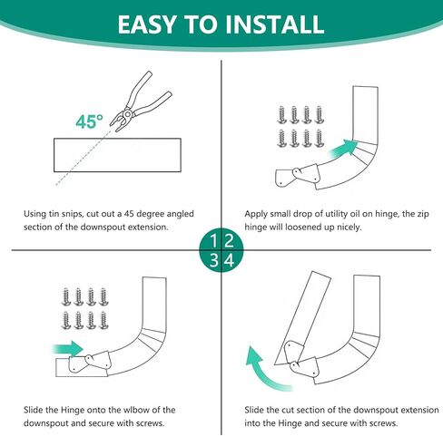 Gutter Downspout Flip-Up Hinge, Gutter Extension Hinge (2 Pack Downspout Hinge) in Kuwait