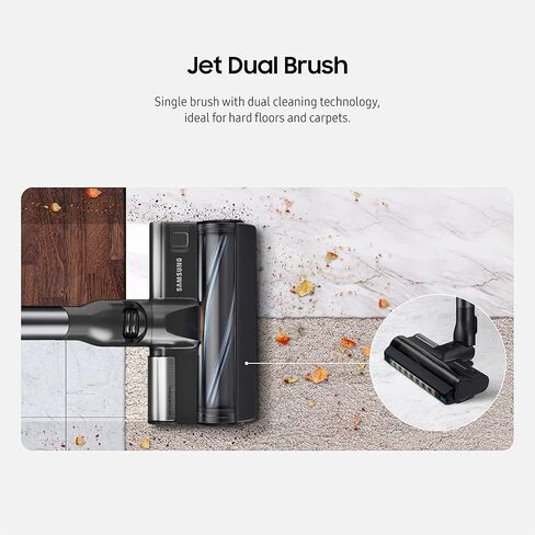 مكنسة كهربائية سامسونج BESPOKE Jet اللاسلكية مع محطة تنظيف الكل في واحد، تنظيف قوي للأرضيات للسجاد والخشب الصلب والبلاط، خفيف الوزن، فلتر 5 طبقات، VS20A95923W/AA، أبيض ضبابي (متجدد) in Kuwait