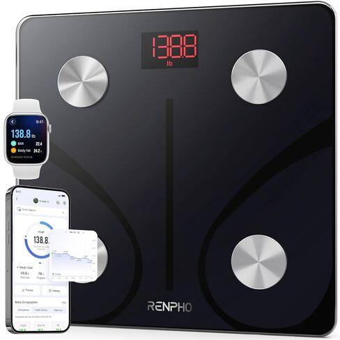 مقياس RENPHO الذكي لوزن الجسم، مؤهل FSA&HSA، مقياس الحمام الرقمي BMI لوزن مقياس الدهون في الجسم بتقنية البلوتوث، محلل صحة مراقبة تكوين الجسم مع تطبيق الهاتف الذكي، 400 رطل - Elis 1 in Kuwait
