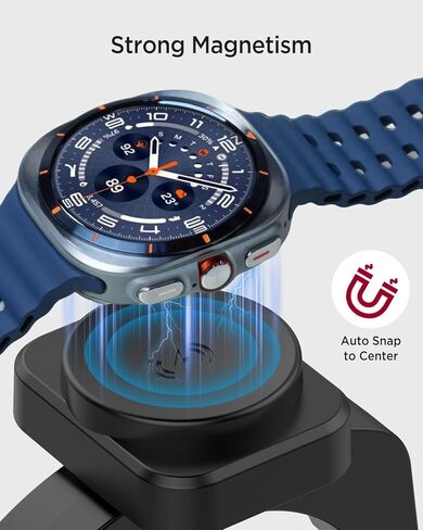 حامل شاحن Miimall لساعة Galaxy Watch 8/8 Classic/7/Ultra/6/6 Classic/5/5 Pro/4/4 Classic/3/Active 2/Active/FE، قاعدة شحن مغناطيسية على شكل C من النوع C إلى USB A، كابل شحن سريع بديل، أسود in Saudi Arabia