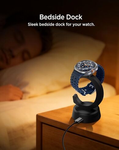 حامل شاحن Miimall لساعة Galaxy Watch 8/8 Classic/7/Ultra/6/6 Classic/5/5 Pro/4/4 Classic/3/Active 2/Active/FE، قاعدة شحن مغناطيسية على شكل C من النوع C إلى USB A، كابل شحن سريع بديل، أسود in Saudi Arabia