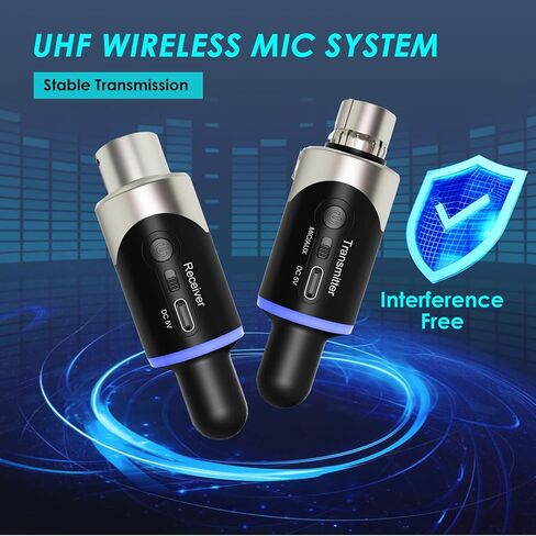نظام ميكروفون XLR لاسلكي UHF ذو 4 قنوات - محول توصيل واستقبال للميكروفونات الديناميكية وأنظمة PA وخلاطات الصوت وكاميرات DSLR in Kuwait