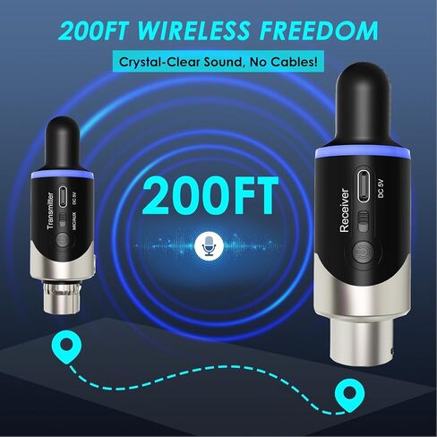 نظام ميكروفون XLR لاسلكي UHF ذو 4 قنوات - محول توصيل واستقبال للميكروفونات الديناميكية وأنظمة PA وخلاطات الصوت وكاميرات DSLR in Kuwait