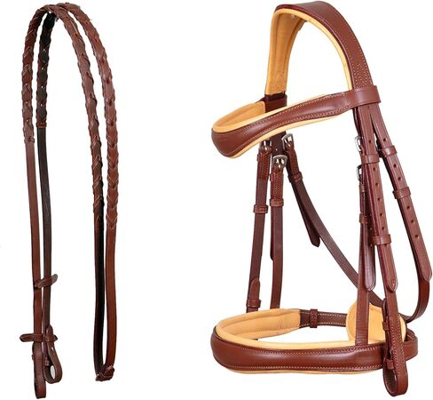 CHALLENGER Cob English All-Purpose Pleasure Brown Padded Leather Bridle Reins 803HI05BE-C in Saudi Arabia