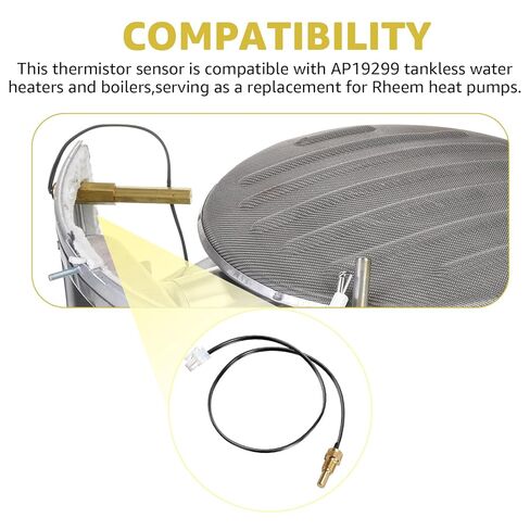 AP19299 Thermistor Chamber Sensor Replacement Fit for Rheem AP19299 Ultra Low Nox Tankless Water Heaters, Temperature Sensor Water Heater Parts Compatible with Rheem Heat Pumps in Saudi Arabia