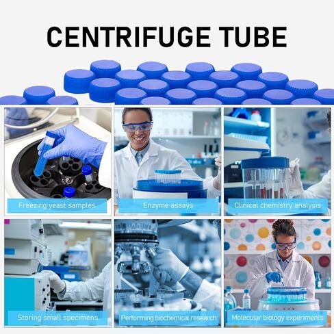 15mL Round Bottom Centrifuge Tubes with Rack, 50pcs Plastic Leak Proof Clear Test Sample Bottles with Screw Caps, Graduated Marks and Writing Area for Lab Hospital School Use in Saudi Arabia