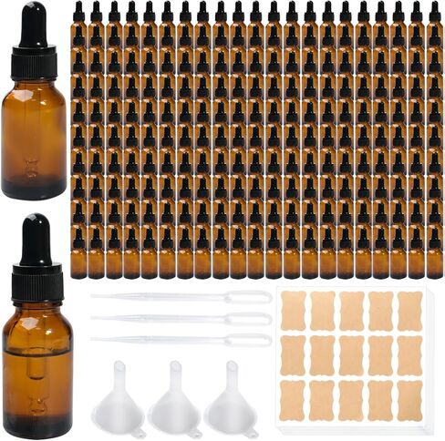 210 Pack 15ml Dark Dropper Bottles with Eye 1/2 oz Glass Brown Tincture Bottles for Essential Oils, Liquids, Perfumes, Lab Chemicals, and Travel Supplies(Amber) in Saudi Arabia