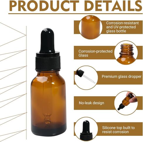 210 Pack 15ml Dark Dropper Bottles with Eye 1/2 oz Glass Brown Tincture Bottles for Essential Oils, Liquids, Perfumes, Lab Chemicals, and Travel Supplies(Amber) in Saudi Arabia