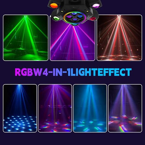 مصابيح دي جي برأس متحرك، 150 وات RGBW 4 في 1 LED 6 أذرع ديسكو ضوء مسرح مع تأثيرات إضاءة مختلطة، DMX-512 وتنشيط الصوت والتحكم عن بعد، أضواء الحفلات للبار، الزفاف، in Saudi Arabia