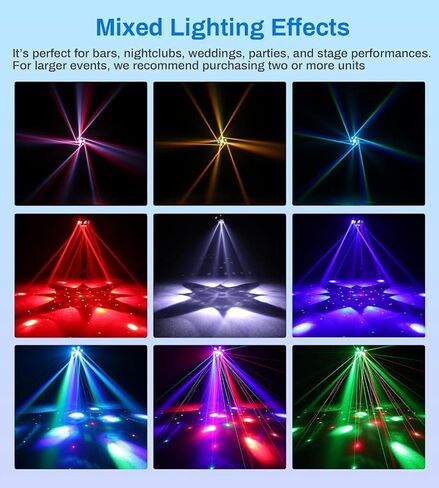 مصابيح دي جي برأس متحرك، 150 وات RGBW 4 في 1 LED 6 أذرع ديسكو ضوء مسرح مع تأثيرات إضاءة مختلطة، DMX-512 وتنشيط الصوت والتحكم عن بعد، أضواء الحفلات للبار، الزفاف، in Saudi Arabia