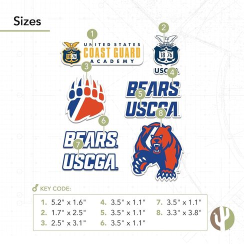 Desert Cactus United States Coast Guard Academy Sticker USCGA Bears Vinyl Decals Laptop Water Bottle Car Scrapbook Sheet T2 (Type 2-2) in Saudi Arabia