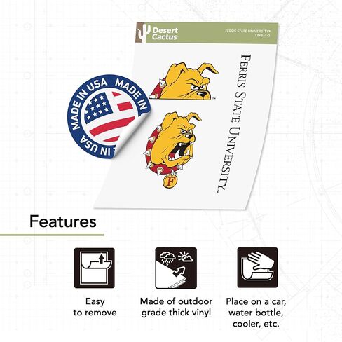 Desert Cactus Ferris State University Sticker FSU Bulldogs Sticker Vinyl Decals Laptop Water Bottle Car Scrapbook T2 (Type 2) in Saudi Arabia