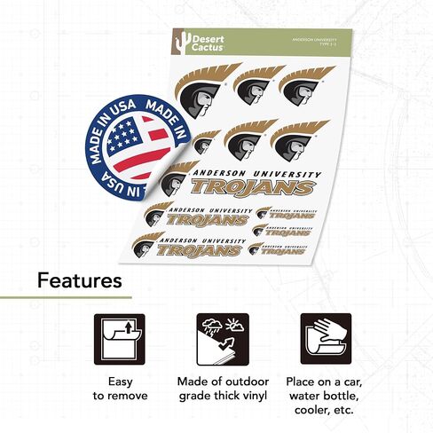 Desert Cactus Anderson University Sticker Trojans Vinyl Decals Laptop Water Bottle Car Scrapbook Sheet T1 (Type 1-1) in Saudi Arabia