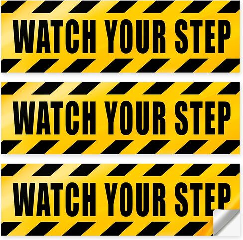 ملصق Watch Your Step، شارات أرضية أمان صفراء عاكسة مقاس 10 × 3 بوصة، علامة تحذير ذاتية اللصق مقاومة للماء للخطوات، 3 عبوات in Saudi Arabia