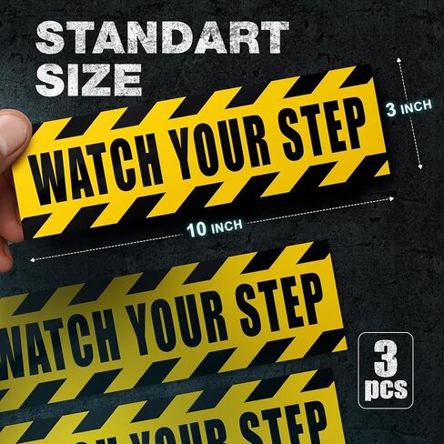ملصق Watch Your Step، شارات أرضية أمان صفراء عاكسة مقاس 10 × 3 بوصة، علامة تحذير ذاتية اللصق مقاومة للماء للخطوات، 3 عبوات in Saudi Arabia