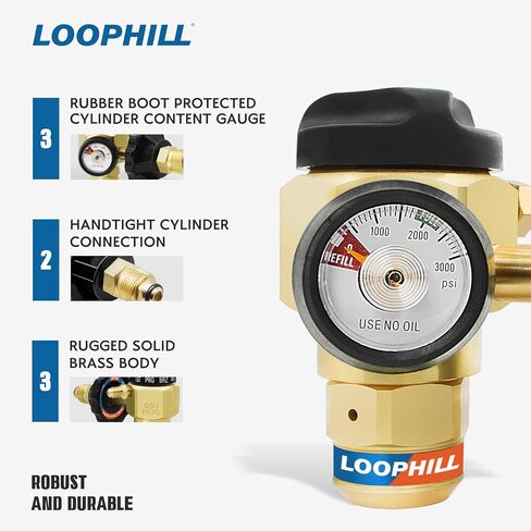 منظم تطهير النيتروجين LOOPHILL VN-650 مع 650 رطل لكل بوصة مربعة - التحكم في التدفق بأربعة أوضاع (TST/PRG/BRZ/OFF)، جسم نحاسي عالي التحمل لاختبار التسرب وحماية اللحام in Saudi Arabia