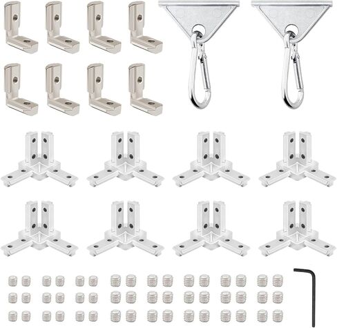18 Pack 2020 Aluminum Extrusion Connector Hardware Accessories Include 3-Way Corner Bracket, Inside Joint Corner, Sliding Hook for 20 Series Extruded Aluminum Black in Saudi Arabia