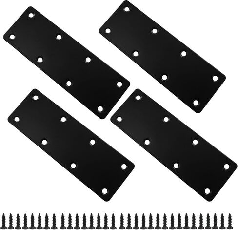 Hordion 4pcs Flat Mending Plate, 5.5" x 1.9" Stainless Steel Bracket Metal Straight Brace Fixing Joining Plate for Wood Furniture Shelves Fastening in Saudi Arabia
